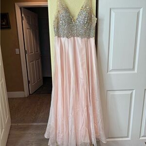Elegant Pink Gown with Sequin Bodice